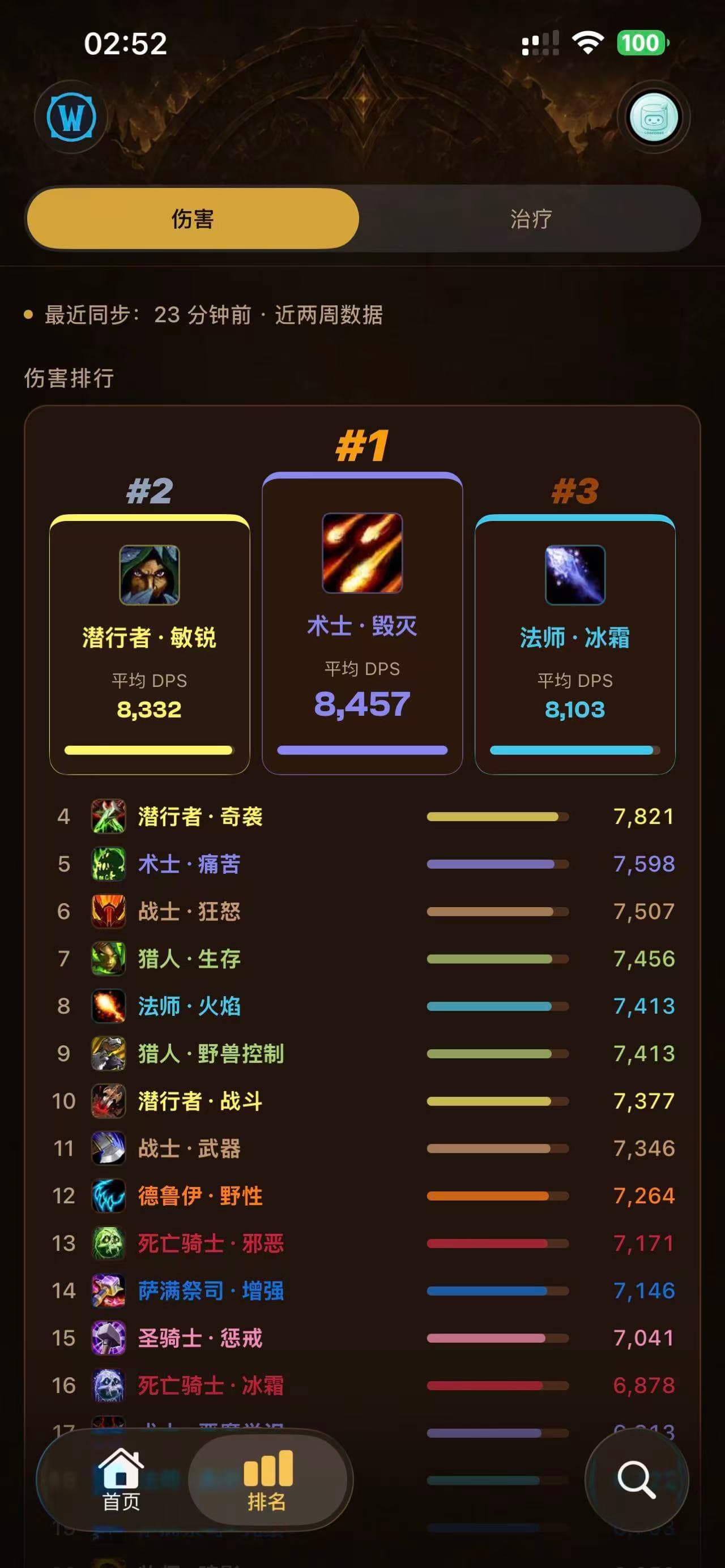 LogForge class ranking screen